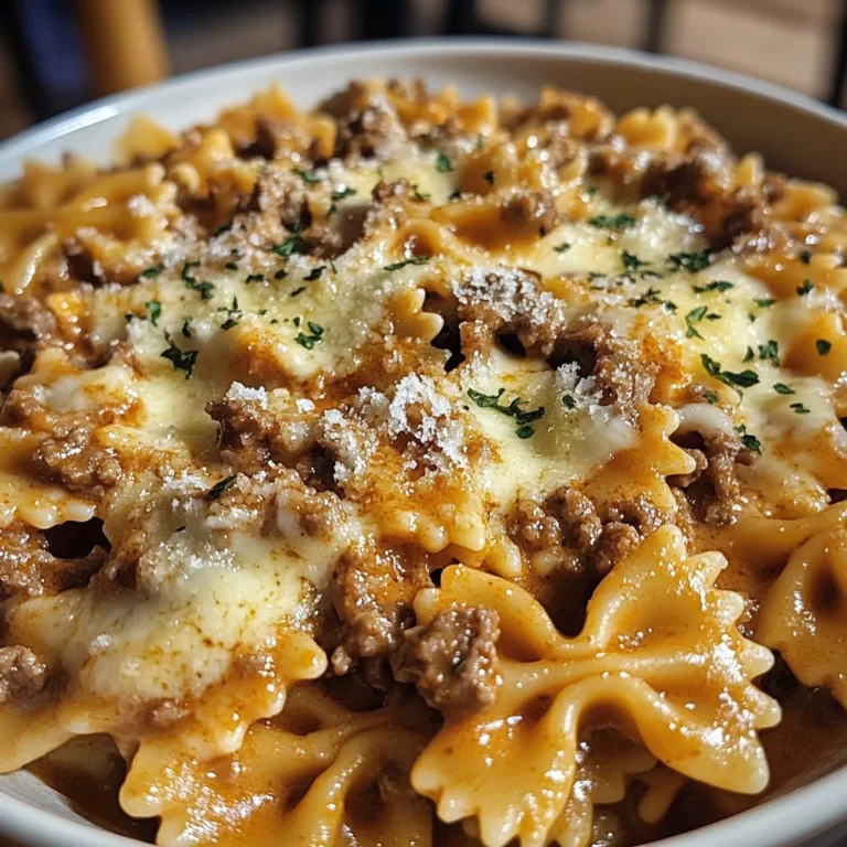Garlic Parmesan Bowtie Pasta With Creamy Beef