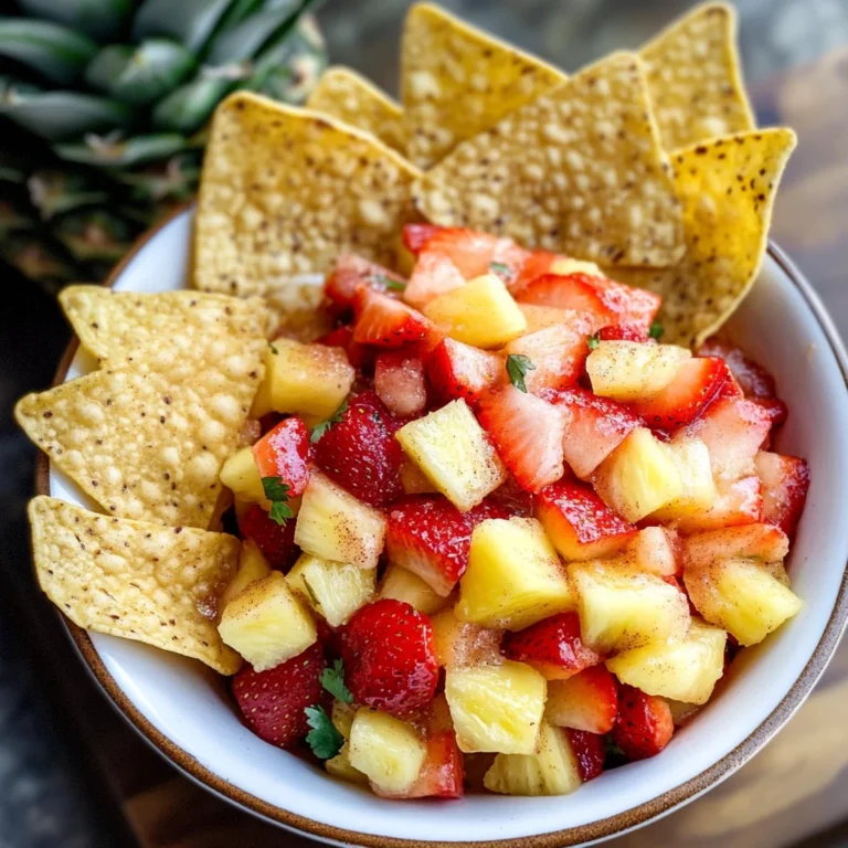 Strawberry Pineapple Fruit Salsa with Cinnamon Tortilla Chips