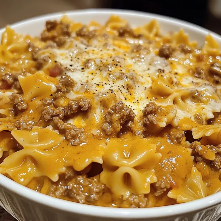 Velveeta Beef Pasta Served With Bowtie Noodles