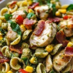 Chicken and Corn Pasta Salad with Turkey Bacon