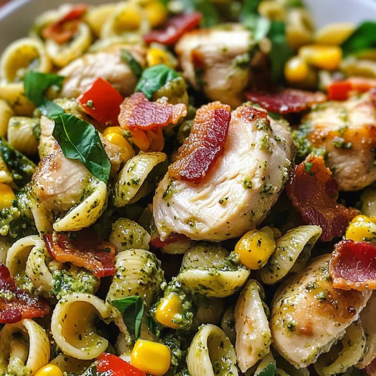Chicken and Corn Pasta Salad with Turkey Bacon