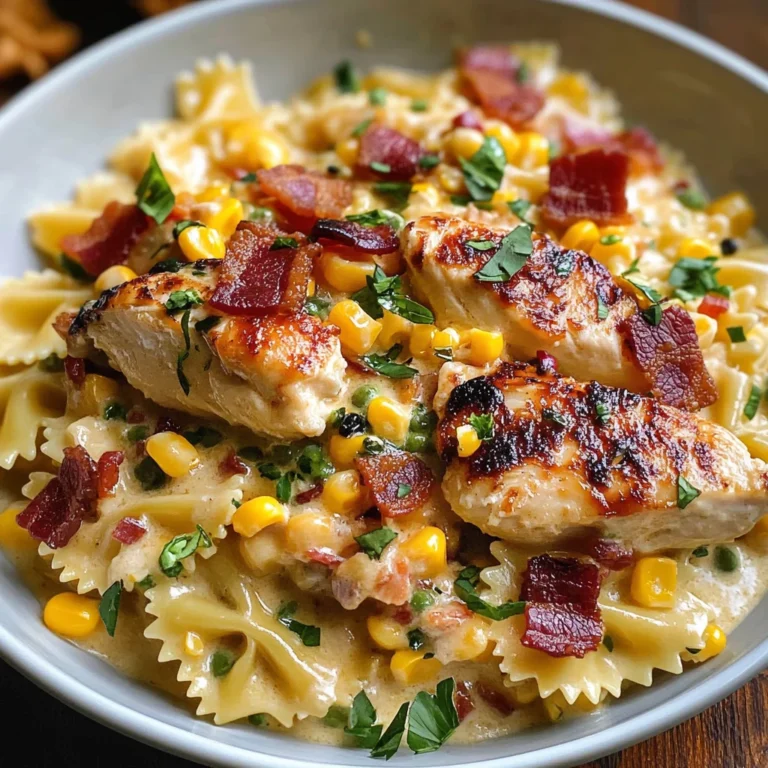 Creamy Chicken and Corn Pasta with Turkey Bacon