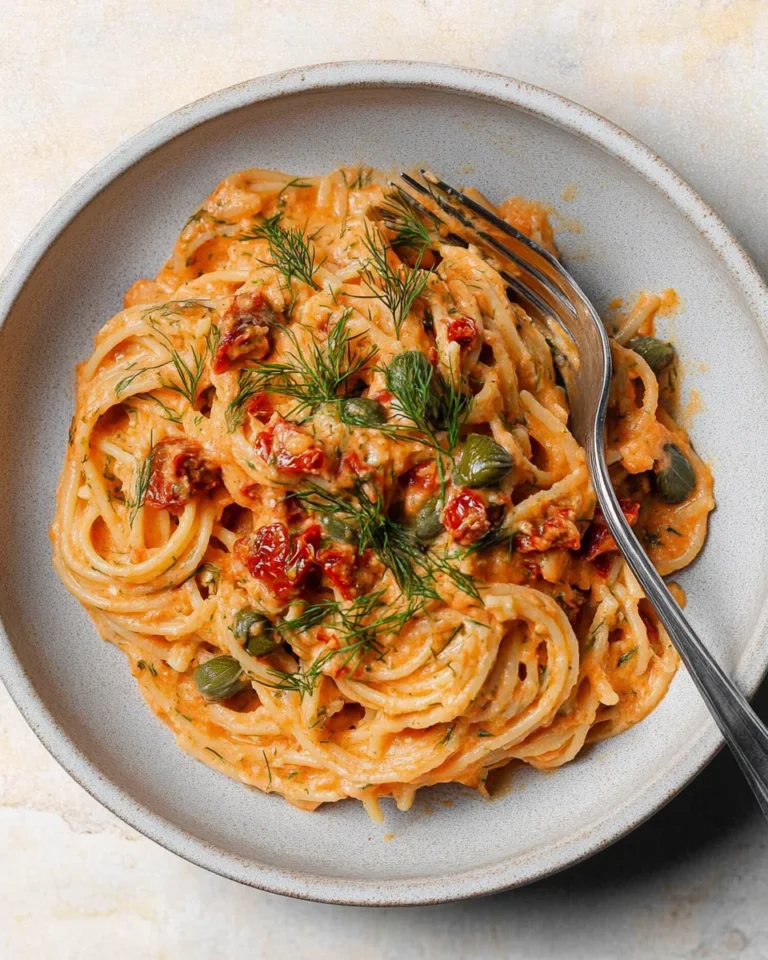 Creamy Sun-Dried Tomato Pasta with Capers and Dill