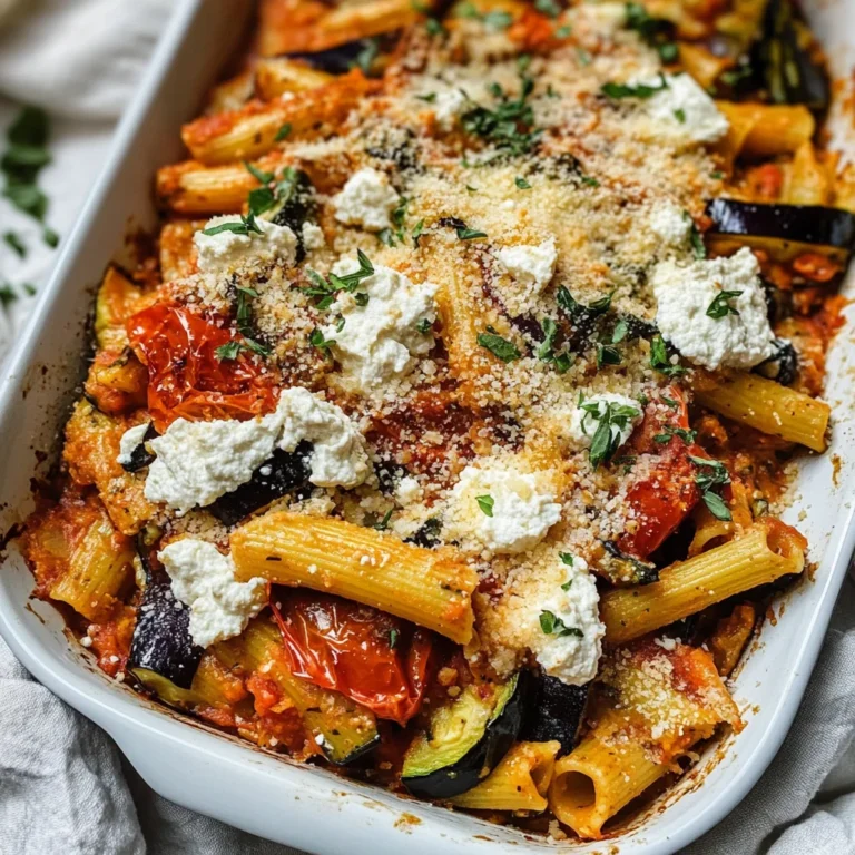 Eggplant Pasta Bake With Tomato & Zucchini