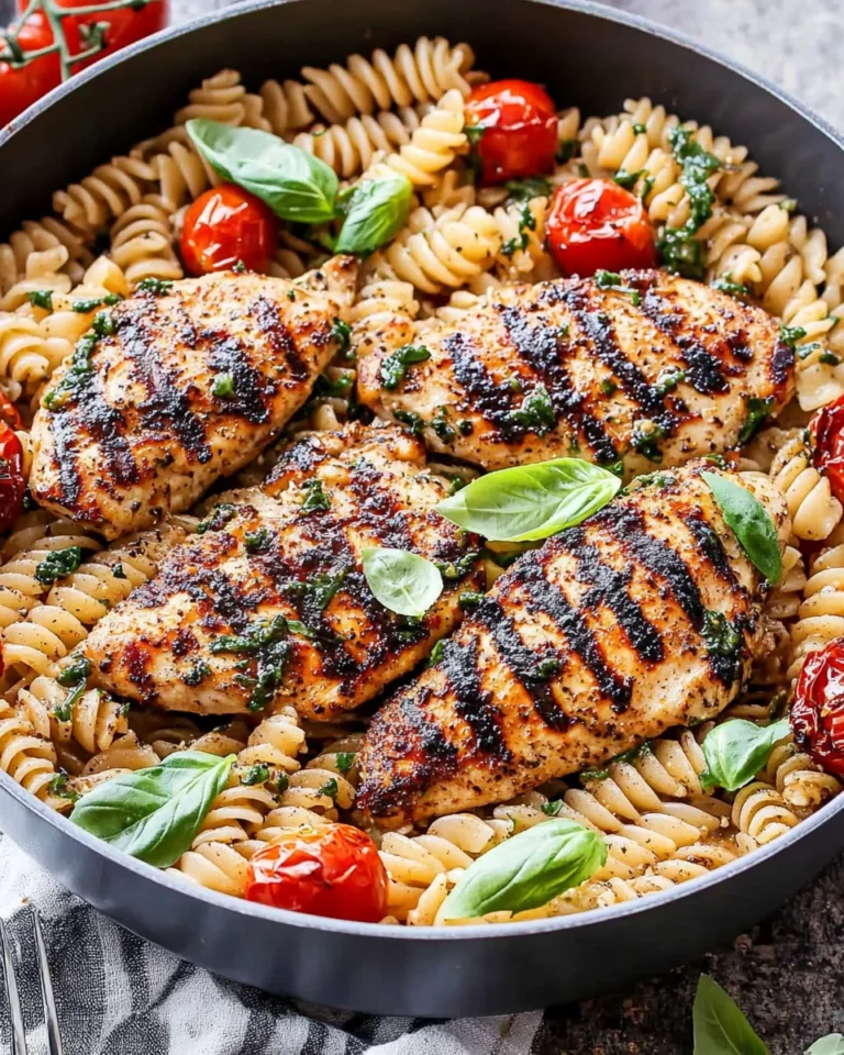 Tomato Basil Pasta with Balsamic Grilled Chicken