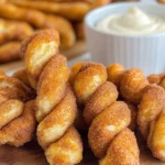 Air Fryer Cinnamon Sugar Twists With Cream Cheese Dip