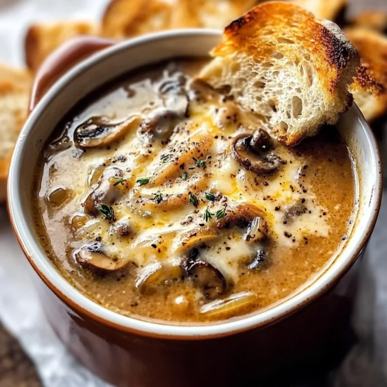 Creamy French Onion and Mushroom Soup.