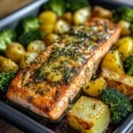 Lemon Butter Salmon with Crispy Potatoes and Roasted Broccoli