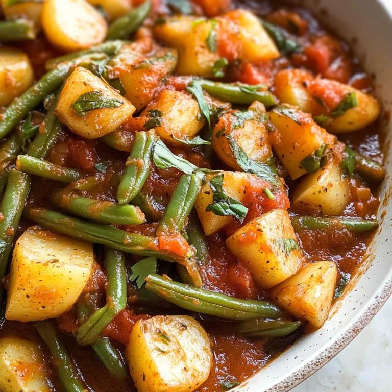 Mediterranean Braised Green Beans with Potatoes and Basil