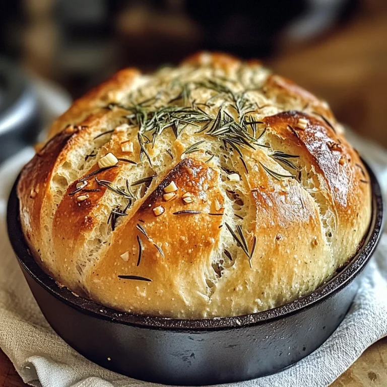 Rustic No-Knead Rosemary Garlic Bread