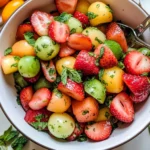 Melon Strawberry Salad with Lime Mint Dressing